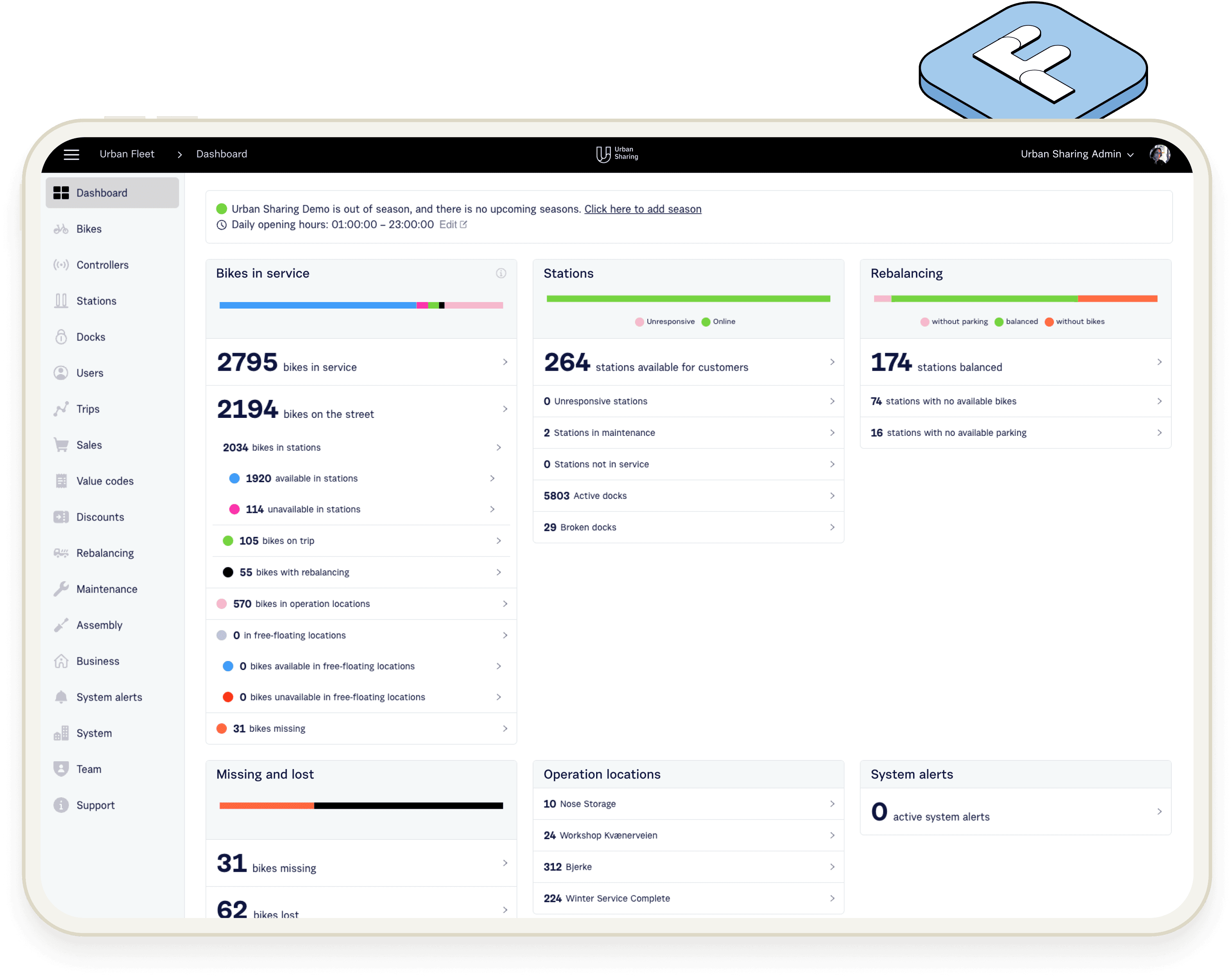 Tablet showcasing the user interface of Urban Fleet